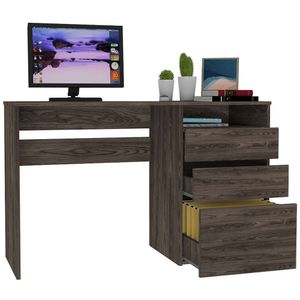 Escritorio Venus, Chocalate, con dos cajones multiusos y un cajón archivador adicional