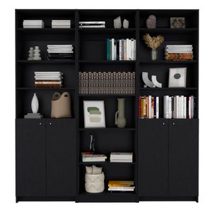 Combo de Bibliotecas Home,Wengue, Incluye Tres Bibliotecas y Tres Complementos